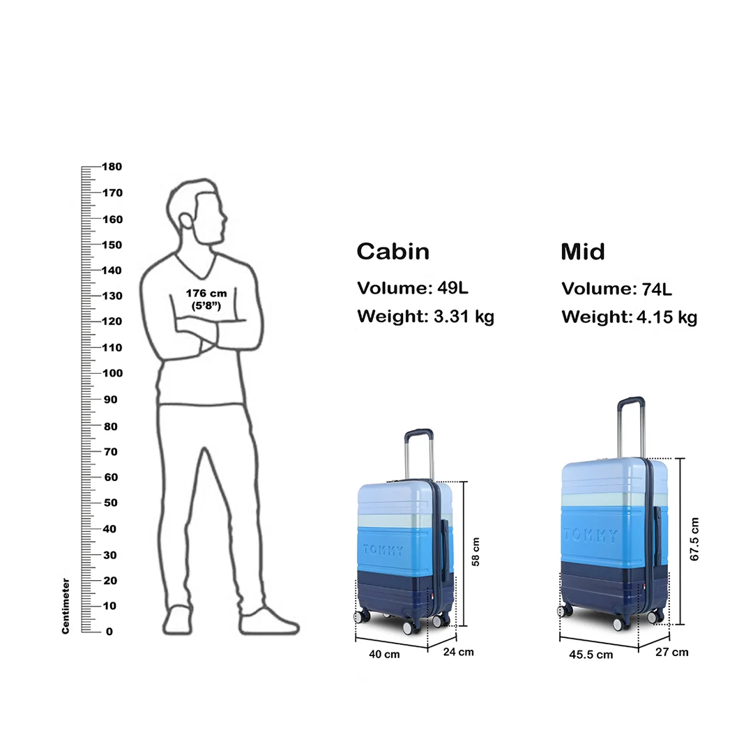 Tommy Hilfiger Unisex Triton Plus Hard Luggage Set of 2 Blue (Cabin & Mid) - Image 2
