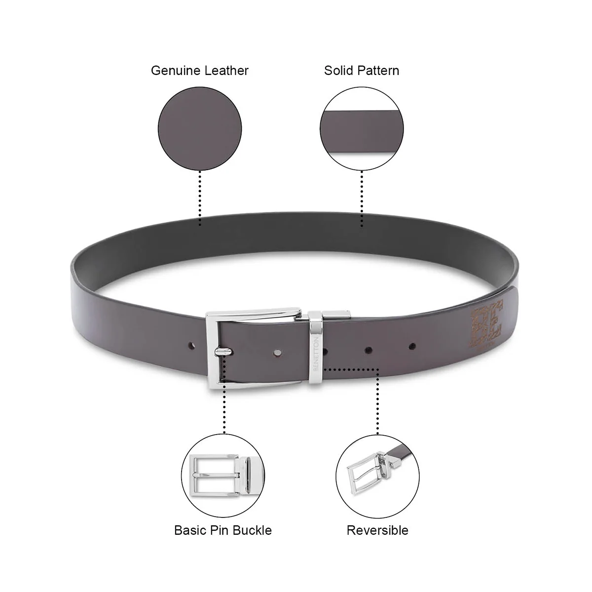 United Colors of Benetton Arno Men's Reversible Leather Belt - Image 13