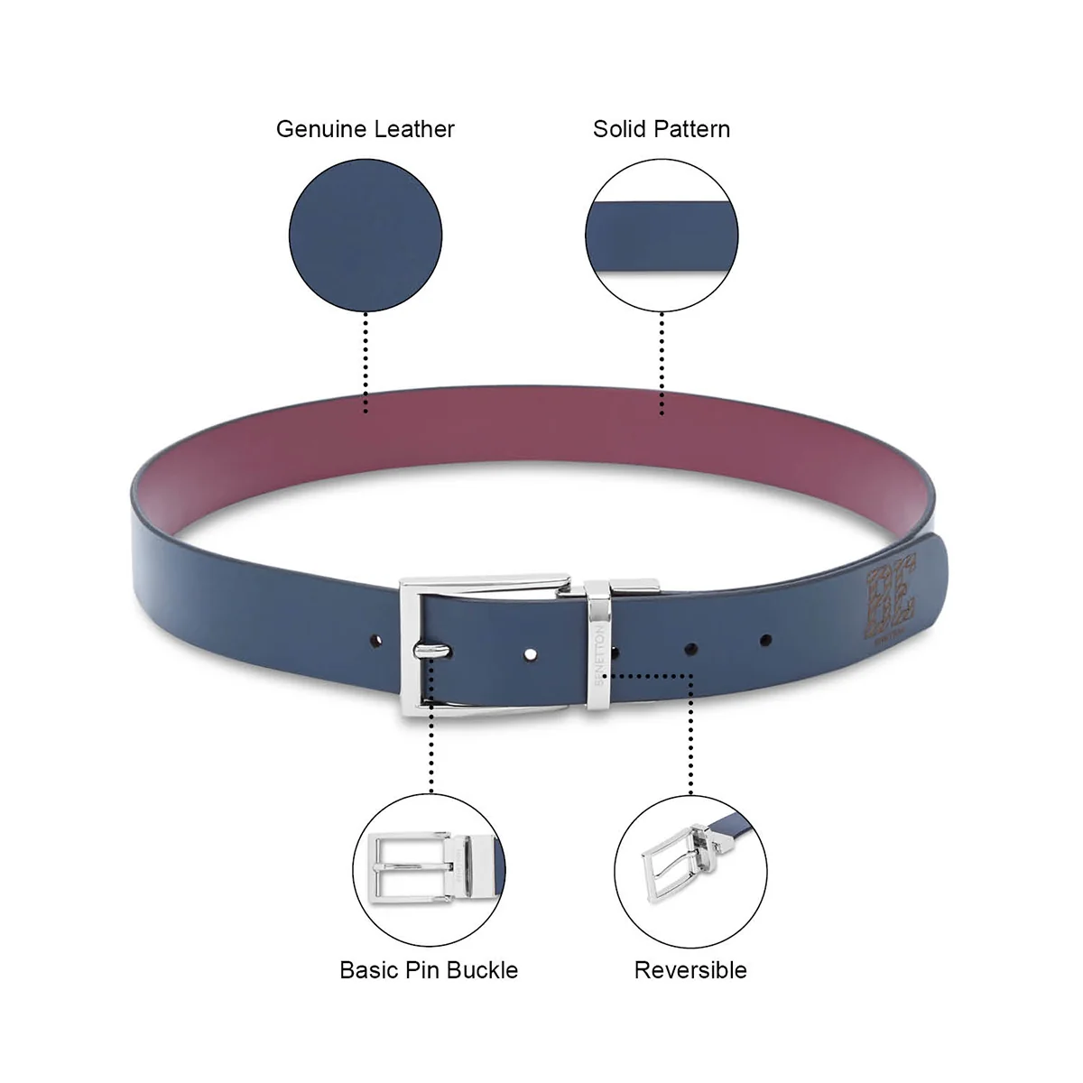 United Colors of Benetton Arno Men's Reversible Leather Belt - Image 4
