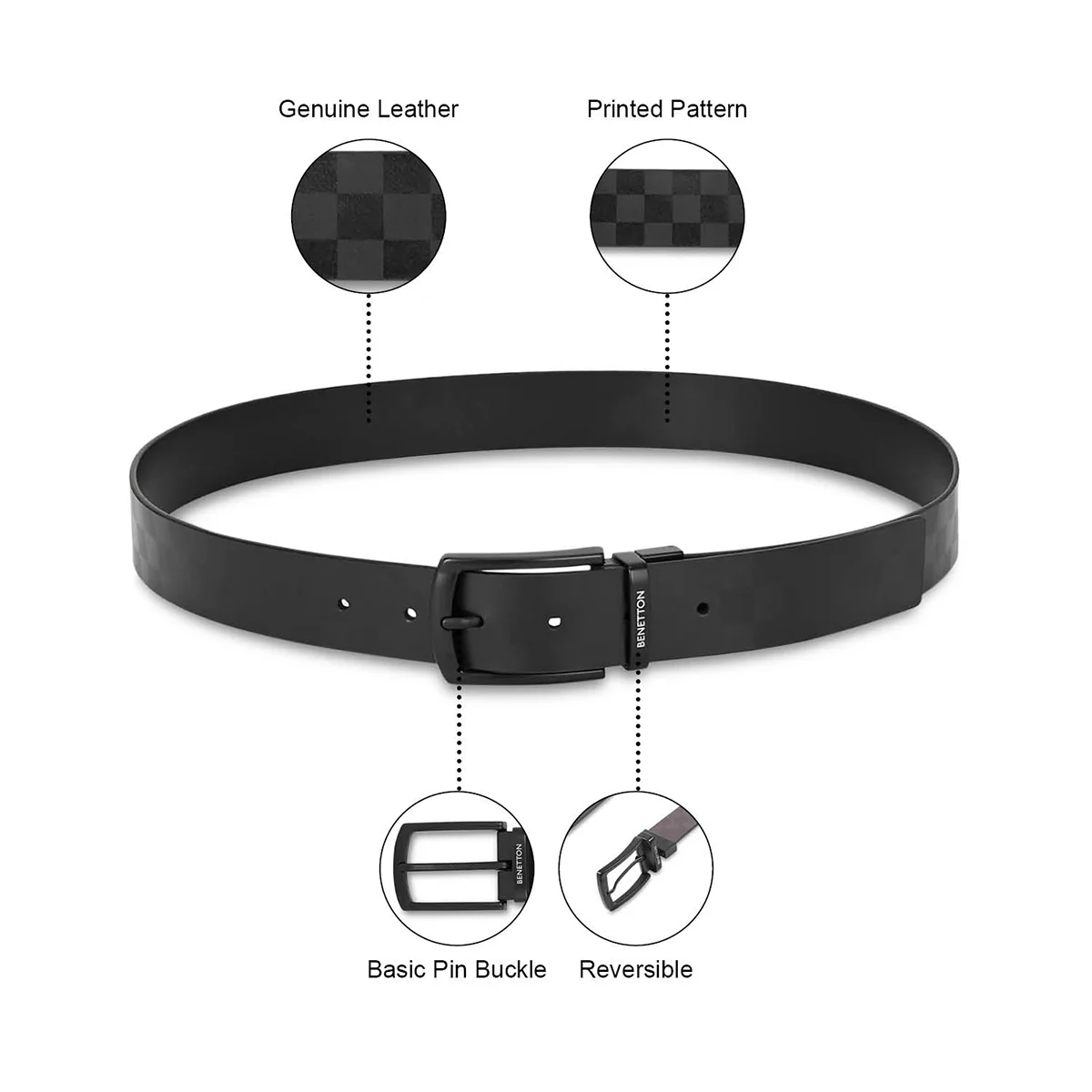 United Colors of Benetton Greco Men's Leather Reversible Belt - Image 13
