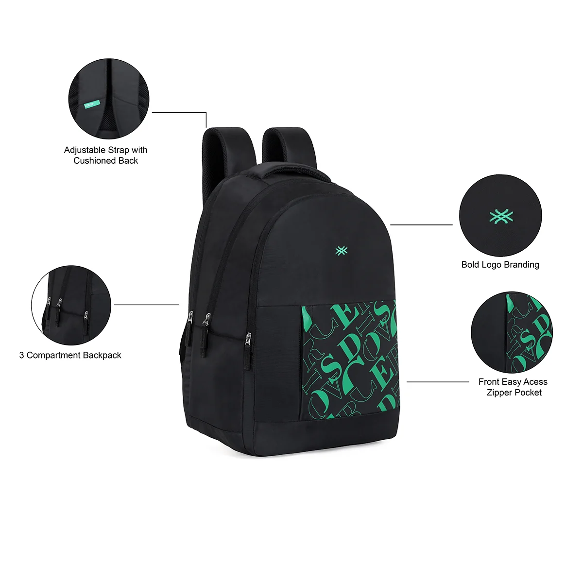 United Colors of Benetton Ballad Non Laptop Backpack - Image 4