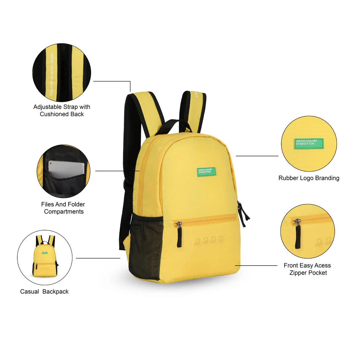 United Colors of Benetton Citron Laptop Backpack - Image 4