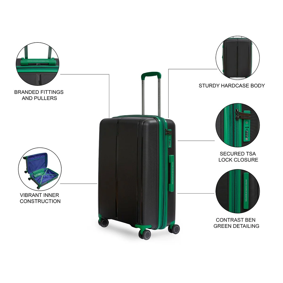 United Colors of Benetton Emerald Hard Luggage - Image 4