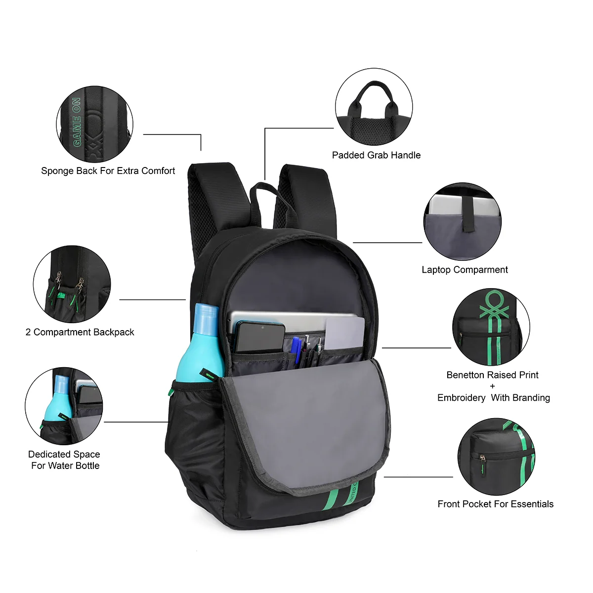 United Colors of Benetton Fiesco Laptop Backpack - Image 4