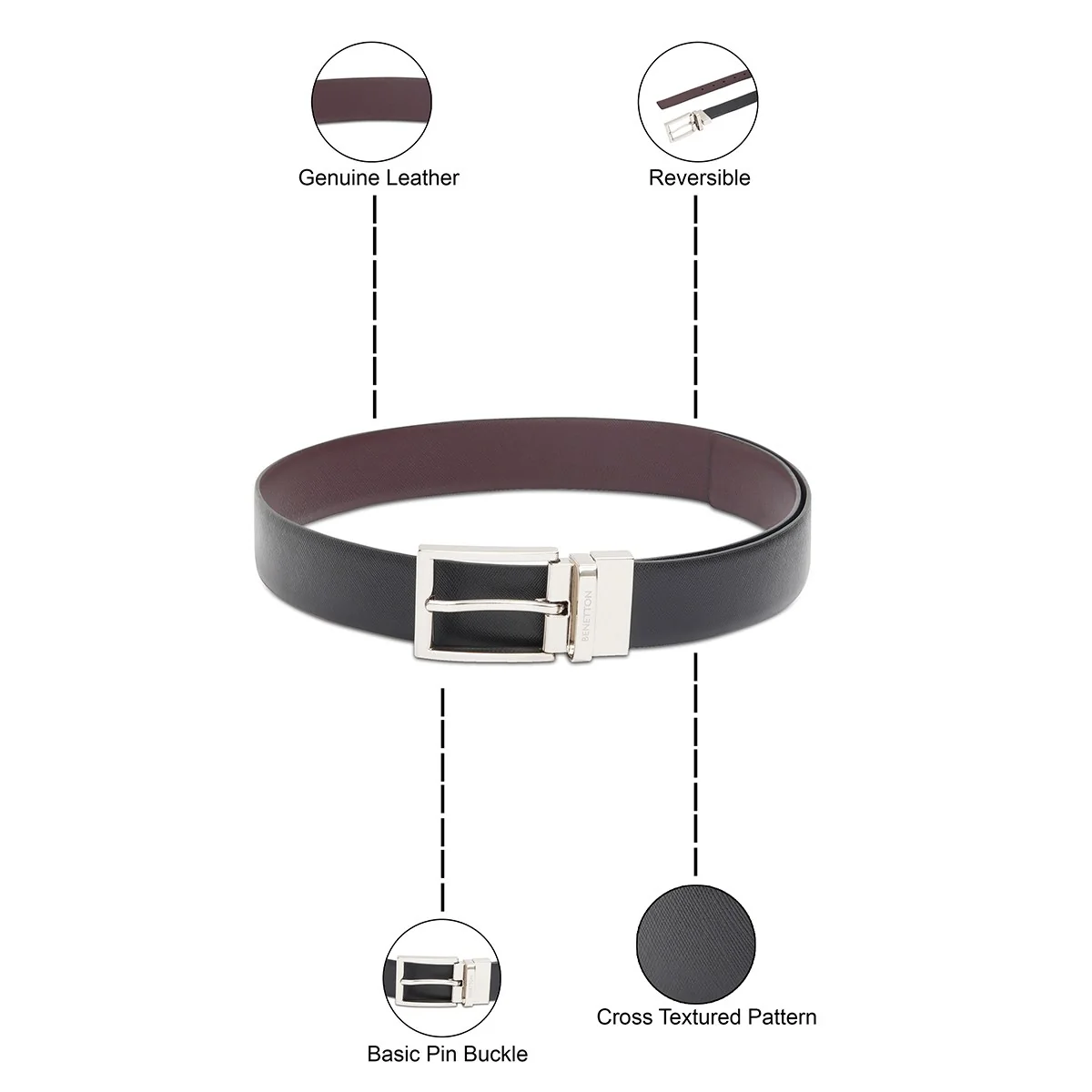 United Colors of Benetton Lazio Men's Reversible Belt - Image 4
