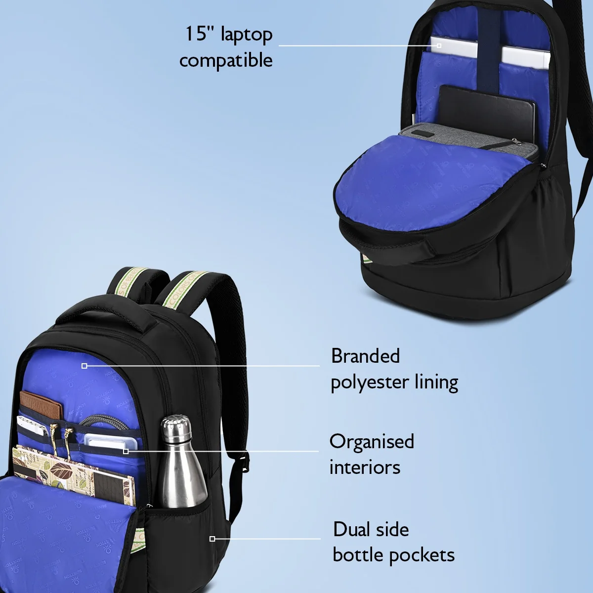 United Colors of Benetton Phantom Laptop Backpack - Image 3