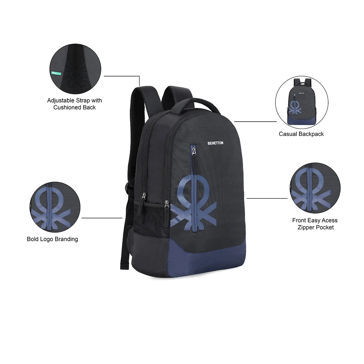 United Colors of Benetton Sable Laptop Backpack - Image 4