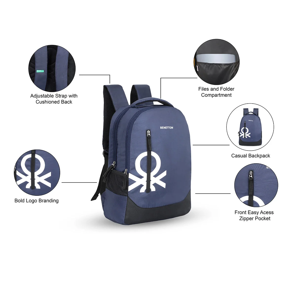 United Colors of Benetton Sable Laptop Backpack - Image 4