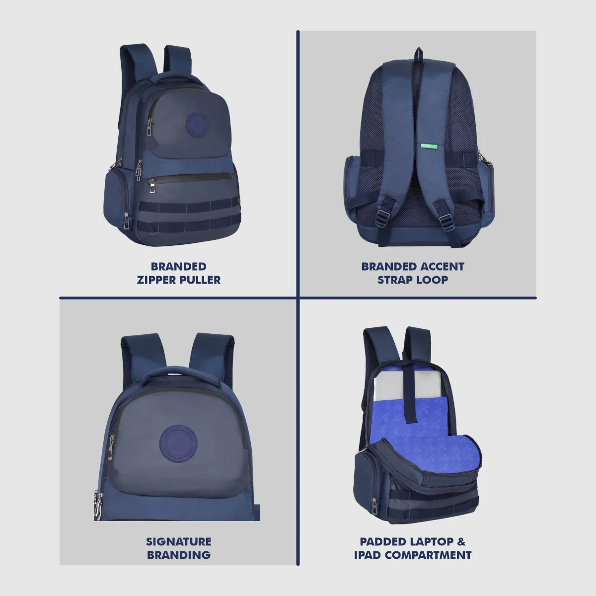 United Colors of Benetton Stealth Laptop Backpack - Image 4