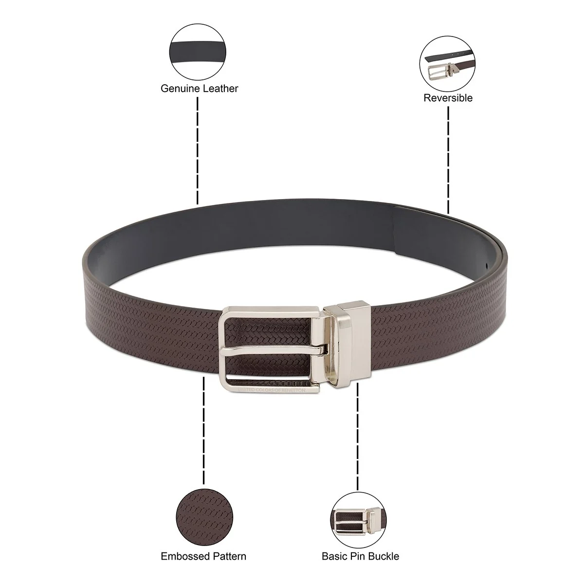 United Colors of Benetton Tomas Men's Reversible Belt - Image 4