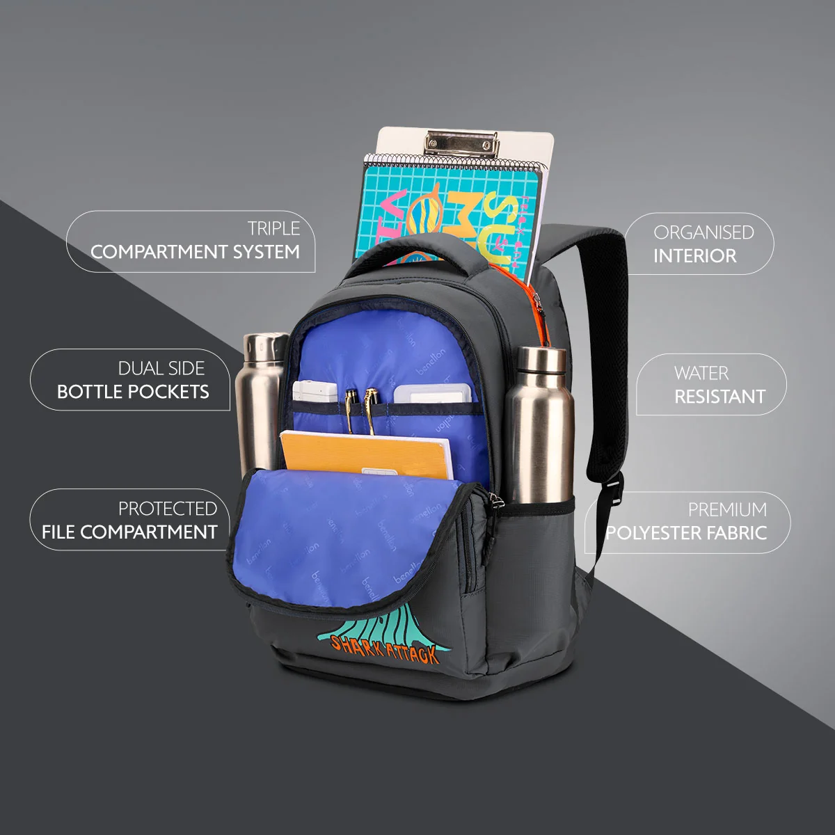 United Colors of Benetton Waves Non Laptop Backpack - Image 3