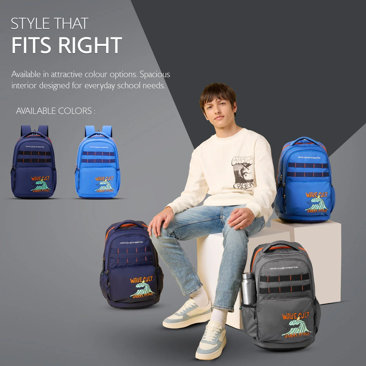 United Colors of Benetton Waves Non Laptop Backpack - Image 6